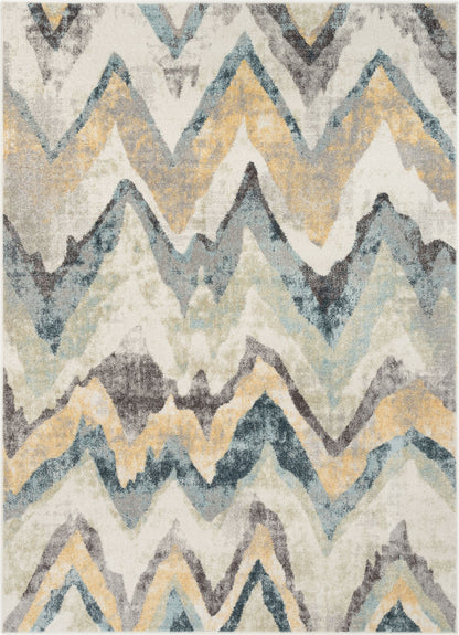 Pagosa Contemporary Chevron Distressed Geometric Beige Rug RO-252