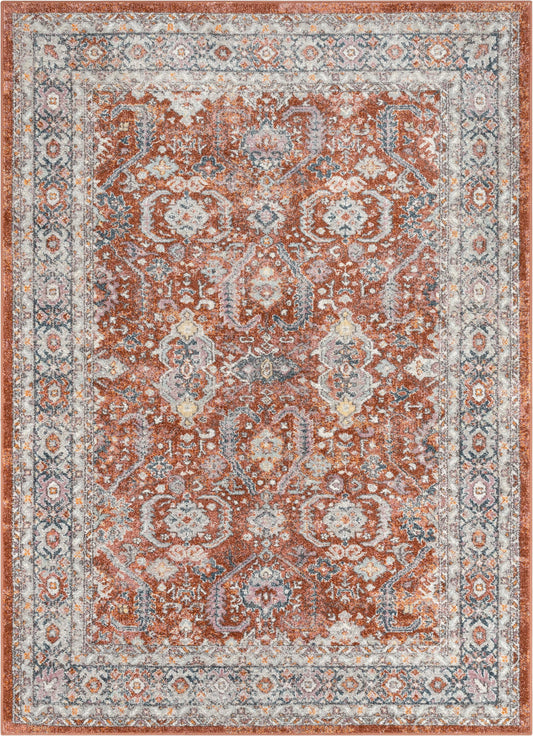 Salida Vintage Oriental Botanical Border Rust Rug RO-280