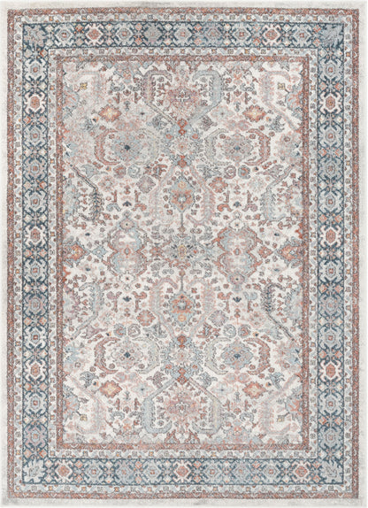 Salida Vintage Oriental Botanical Border Beige Rust Rug RO-282