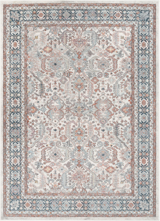 Salida Vintage Oriental Botanical Border Beige Rust Rug RO-282