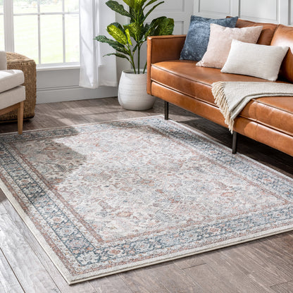 Salida Vintage Oriental Botanical Border Beige Rust Rug RO-282