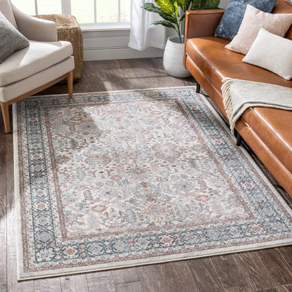 Salida Vintage Oriental Botanical Border Beige Rust Rug RO-282