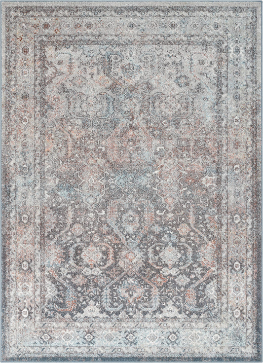 Salida Vintage Oriental Botanical Border Black Grey Rug RO-283