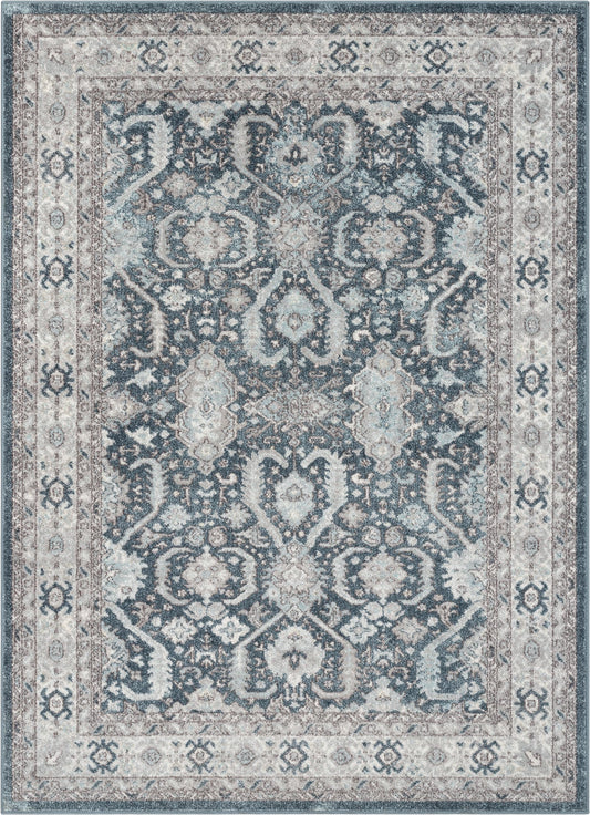 Salida Vintage Oriental Botanical Border Blue Rug RO-284