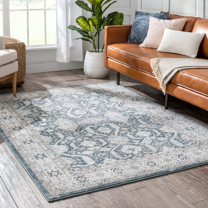 Salida Vintage Oriental Botanical Border Blue Rug RO-284