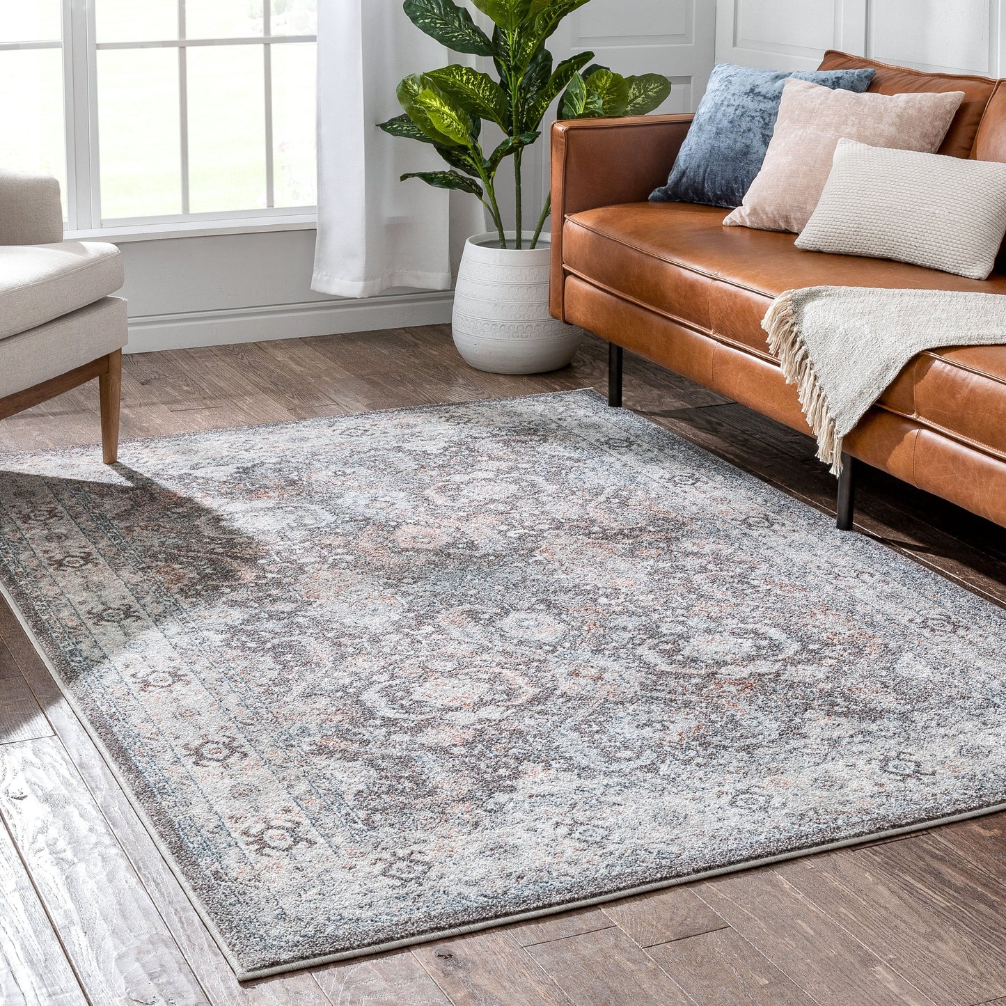 Salida Vintage Oriental Botanical Border Grey Rug RO-286