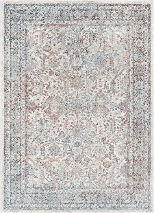 Salida Vintage Oriental Botanical Border Grey Beige Rug RO-287