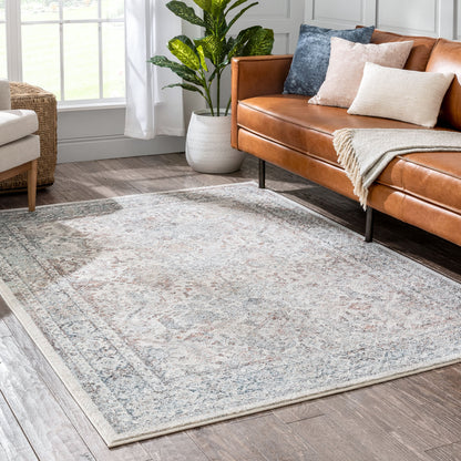 Salida Vintage Oriental Botanical Border Grey Beige Rug RO-287