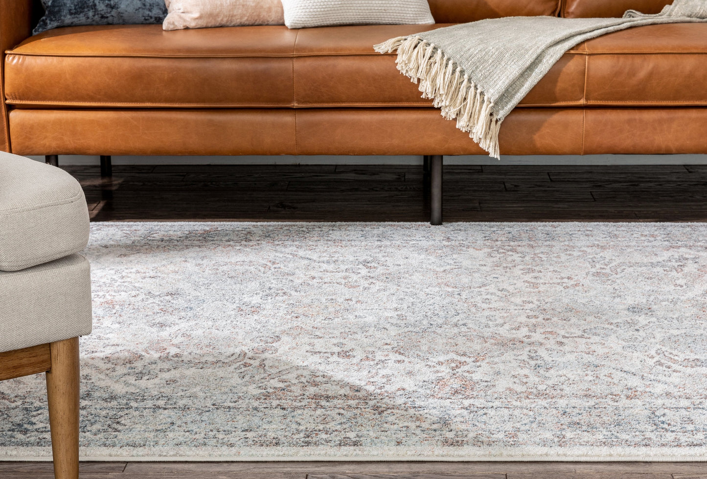 Salida Vintage Oriental Botanical Border Grey Beige Rug RO-287