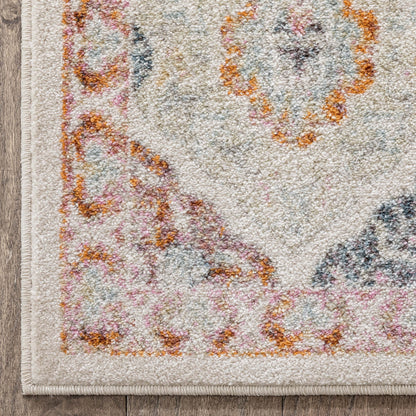 Elaine Vintage Bohemian Panel Ivory Green Rug RO-302