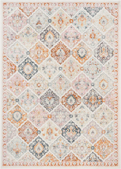 Elaine Vintage Bohemian Panel Ivory Green Rug RO-302