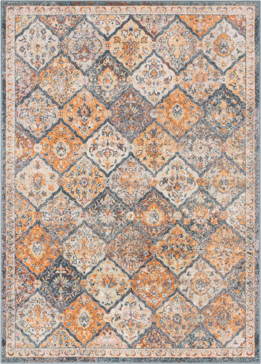 Elaine Vintage Bohemian Panel Blue Rug RO-304