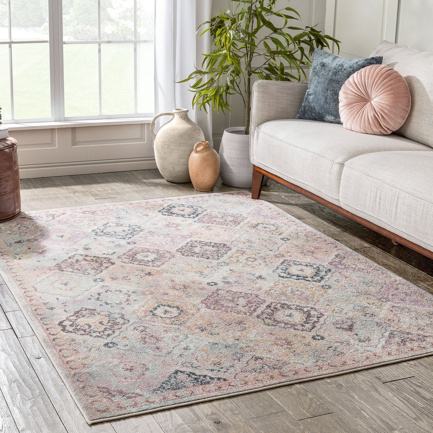Elaine Vintage Bohemian Panel Grey Ivory Rug RO-307