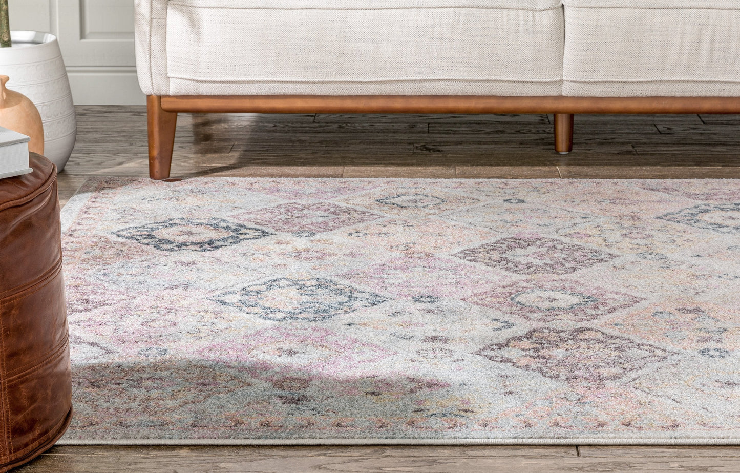 Elaine Vintage Bohemian Panel Grey Ivory Rug RO-307
