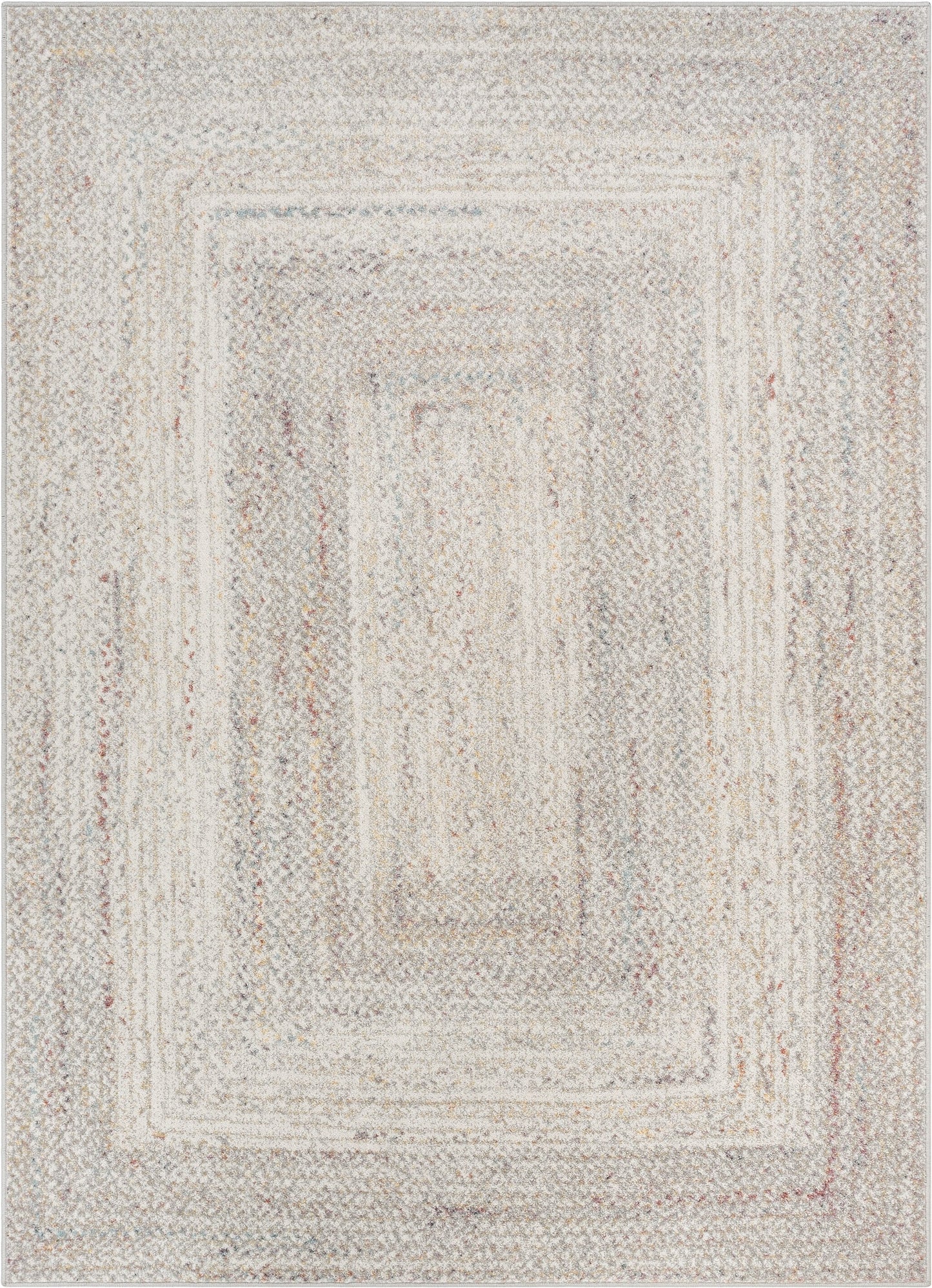 Chindi Bohemian Vintage Solid & Striped Multi-Color Ivory Yellow Braided Pattern Rug RO-312