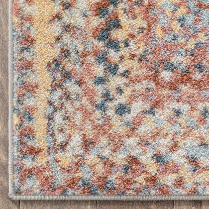 Chindi Bohemian Vintage Solid & Striped Multi-Color Blush Light Blue Braided Pattern Rug RO-319