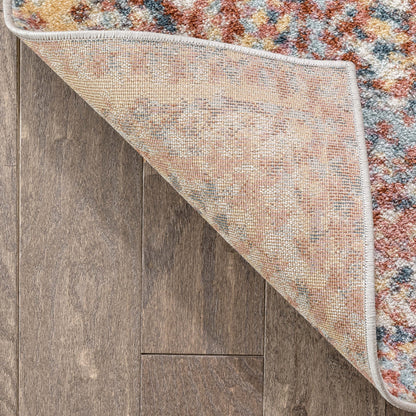 Chindi Bohemian Vintage Solid & Striped Multi-Color Blush Light Blue Braided Pattern Rug RO-319