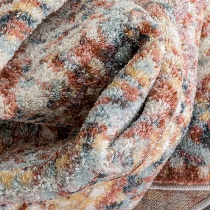 Chindi Bohemian Vintage Solid & Striped Multi-Color Blush Light Blue Braided Pattern Rug RO-319