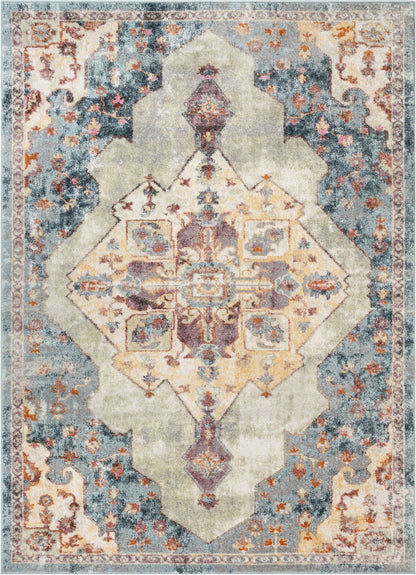 Mesilla Bohemian Aztec Tribal Light Blue Rug RO-76