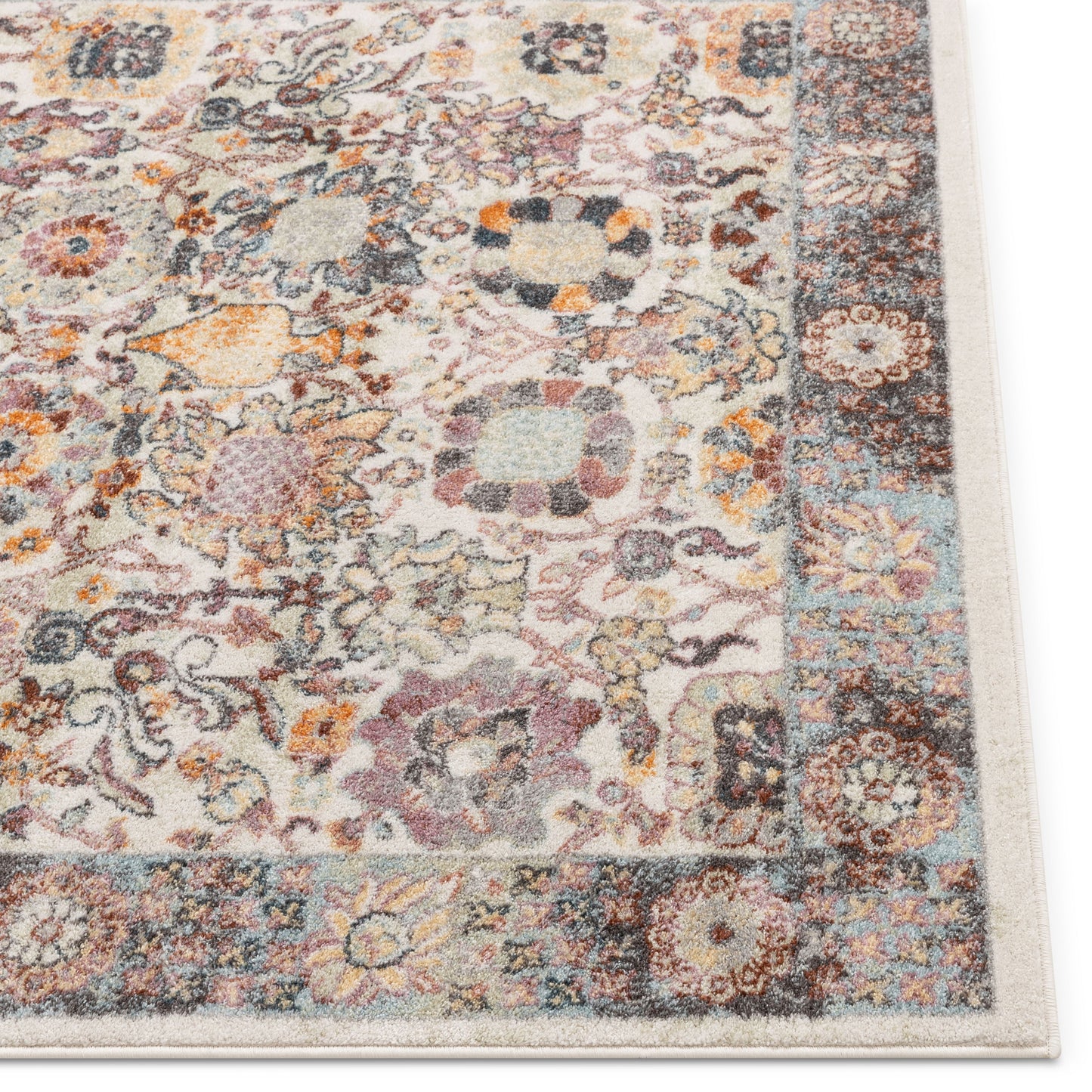 Grande Bohemian Oriental Botanical Border Ivory Rug RO-82