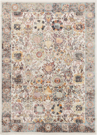 Grande Bohemian Oriental Botanical Border Ivory Rug RO-82