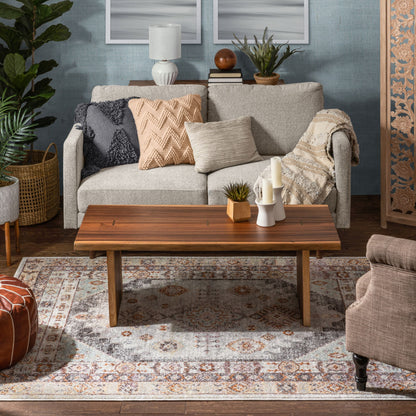 Virden Bohemian Eclectic Tribal Aztec Grey Rug RO-97