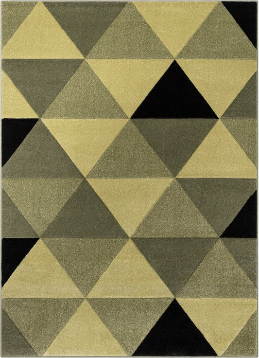 Rita Glam Geometric Triangles Green High-Low Rug RU-135