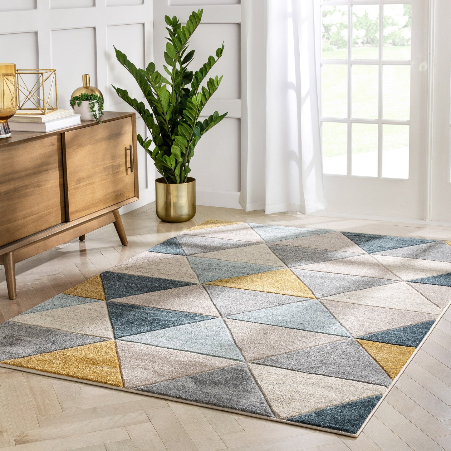 Rita Multi Mid-Century Modern Geometric Rug RU-137
