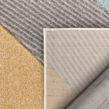 Alma Mid-Century Modern Geometric Triangle Pattern Multi Distressed High-Low Rug RU-201