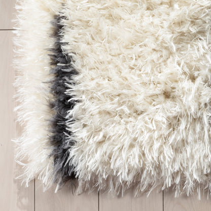 Yucca Modern Ethnic Shag Ivory Grey Soft Rug RUE-22