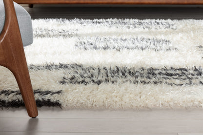 Yucca Modern Ethnic Shag Ivory Grey Soft Rug RUE-22