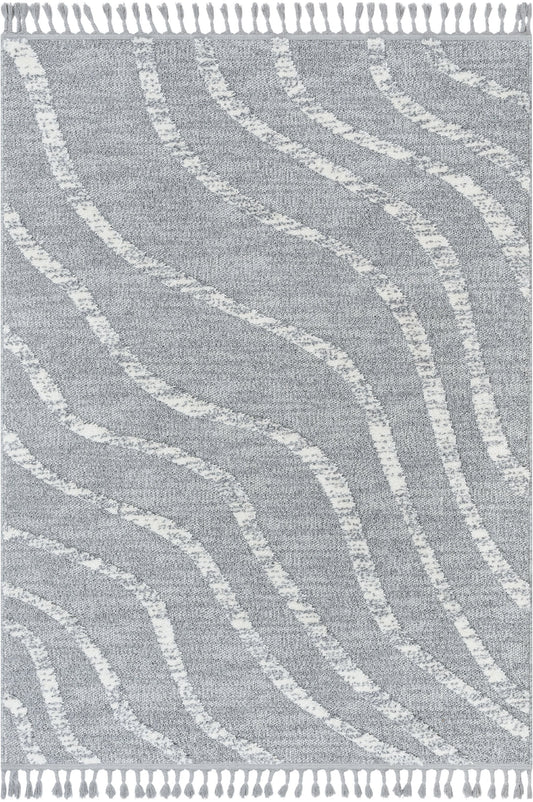Lydia Contemporary Coastal Geometric Grey High-Low Textured Rug SAL-107