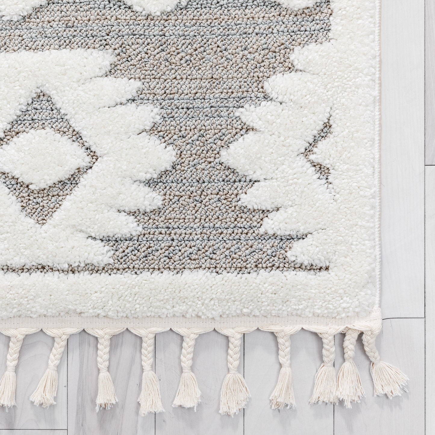 Addison Tribal Moroccan Diamond Pattern Beige High-Low Textured Rug SAL-42