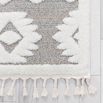 Addison Tribal Moroccan Diamond Pattern Beige High-Low Textured Rug SAL-42