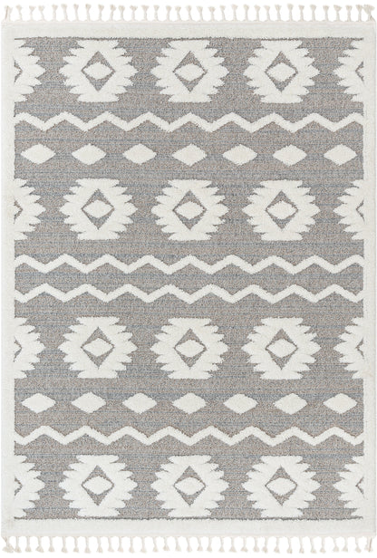 Addison Tribal Moroccan Diamond Pattern Beige High-Low Textured Rug SAL-42