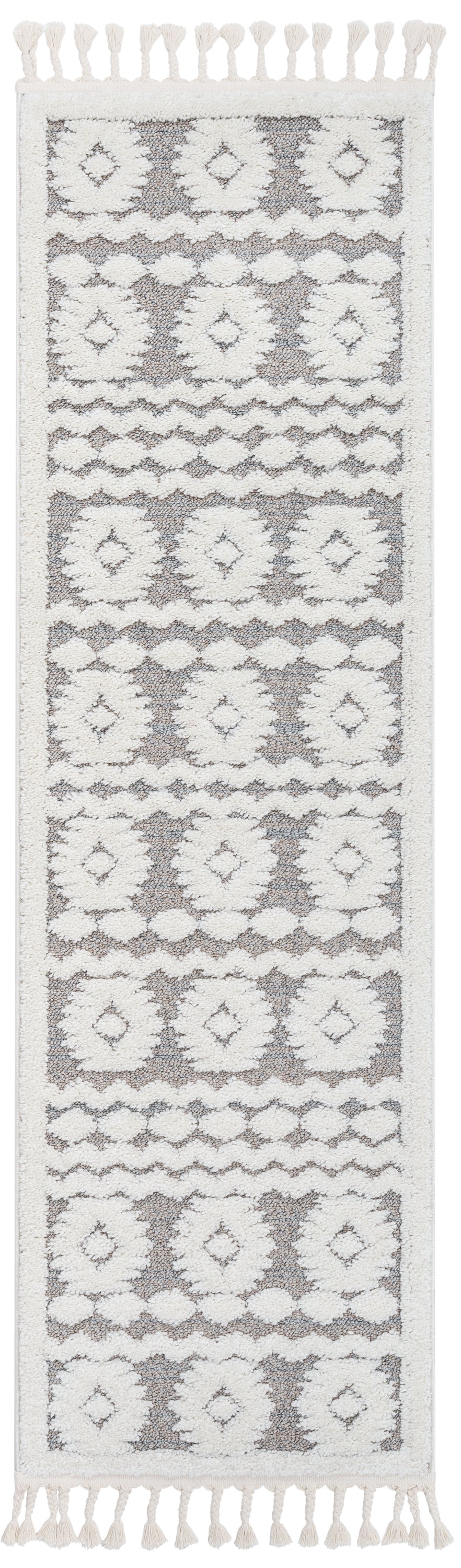 Addison Tribal Moroccan Diamond Pattern Beige High-Low Textured Rug SAL-42