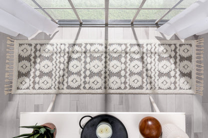 Addison Tribal Moroccan Diamond Pattern Beige High-Low Textured Rug SAL-42