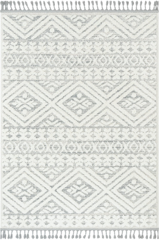 Eliana Tribal Geometric Chevron pattern Cream High-Low Textured Rug SAL-52