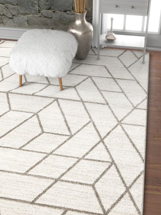 Tume Ivory Modern Geometric Rug SE-122