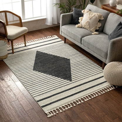 Josie Nordic Medallion Stripes Grey Rug SE-163