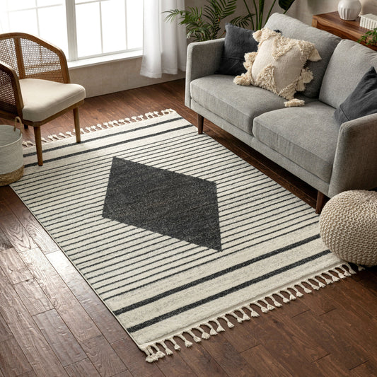 Josie Nordic Medallion Stripes Grey Rug SE-163