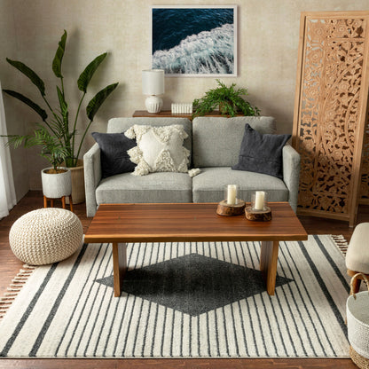 Josie Nordic Medallion Stripes Grey Rug SE-163