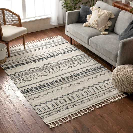 Ratu Moroccan Tribal Geometric Ivory Rug SE-202