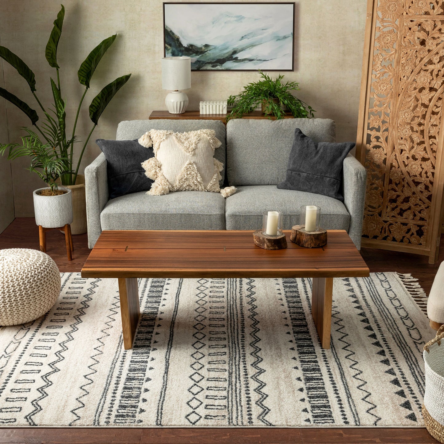 Ratu Moroccan Tribal Geometric Ivory Rug SE-202