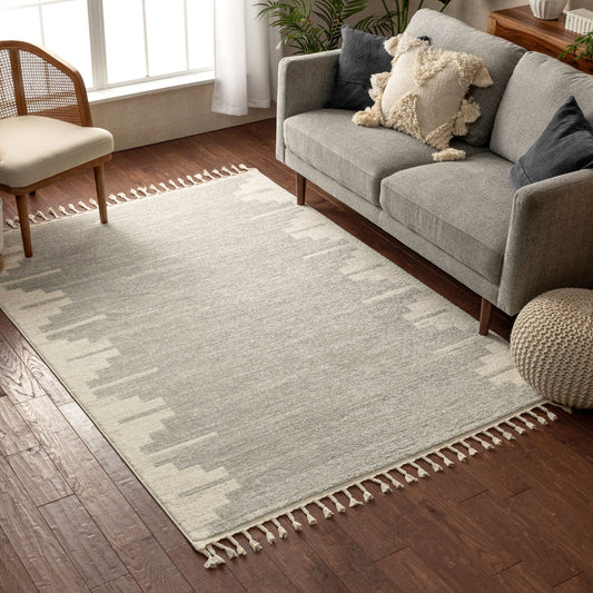 Carly Nordic Solid & Striped Grey Rug SE-222