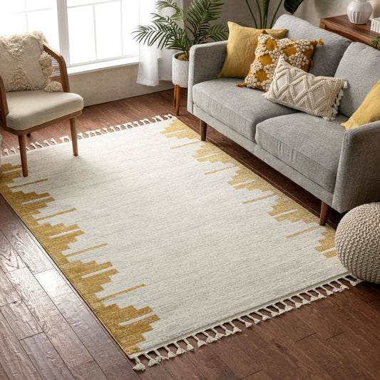 Carly Nordic Solid & Striped Gold Rug SE-228