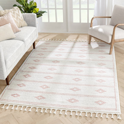Parallel Moroccan Tribal Diamond Pattern Blush Rug SE-240
