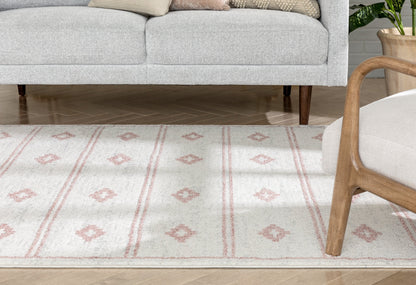 Parallel Moroccan Tribal Diamond Pattern Blush Rug SE-240