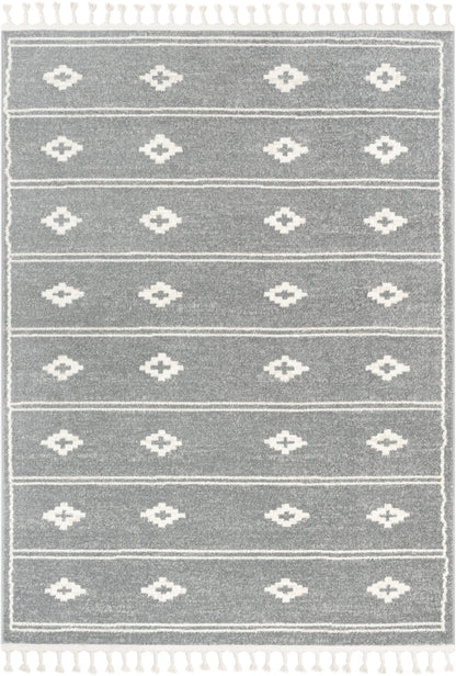 Parallel Moroccan Tribal Diamond Pattern Grey Rug SE-247