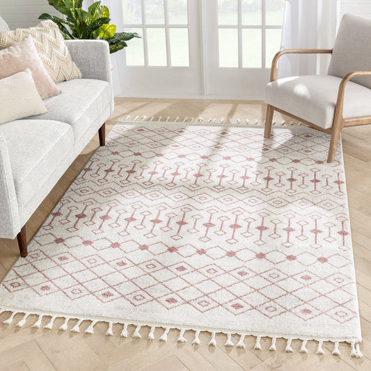 Transistora Nordic Tribal Trellis Pattern Blush Rug SE-280